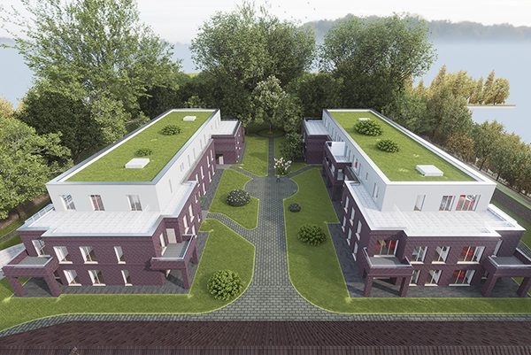 3D-Rendering des geplanten Mehrfamilienhauses in Oberhausen Sterkrade.